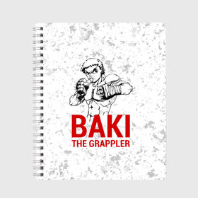 Тетрадь с принтом Baki the Grappler Боец Баки , 100% бумага | 48 листов, плотность листов — 60 г/м2, плотность картонной обложки — 250 г/м2. Листы скреплены сбоку удобной пружинной спиралью. Уголки страниц и обложки скругленные. Цвет линий — светло-серый
 | ahegao | anime | baki | fighter | grappler | manga | the | аниме | анимешники | анимешнику | ахегао | баки | боевые | боец | бойцы | доппо | драки | искусства | манга | мульт | мультик | сериал | хамма | юдзиро