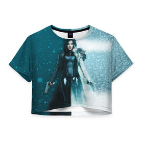 Женская футболка 3D укороченная с принтом Другой мир , 100% полиэстер | круглая горловина, длина футболки до линии талии, рукава с отворотами | underworld | андерворлд | вампир