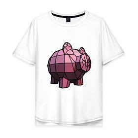 Мужская футболка хлопок Oversize с принтом Геометрическая свинка , 100% хлопок | свободный крой, круглый ворот, “спинка” длиннее передней части | 