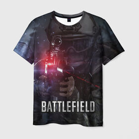 Мужская футболка 3D с принтом BATTLEFIELD , 100% полиэфир | прямой крой, круглый вырез горловины, длина до линии бедер | battlefield | бателфилд | игра | компьютерная игра | надпись | поле битвы | стрелялка | шутер