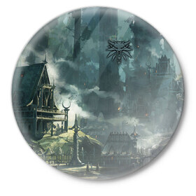 Значок с принтом The Witcher 3: Wild Hunt ,  металл | круглая форма, металлическая застежка в виде булавки | wild hunt | арбалет | ведьмак 3 | геральт | дикая | магия | охота | сказка | сфера | фэнтези | цири
