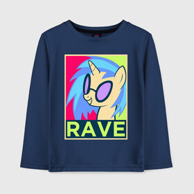 Детский лонгслив хлопок с принтом DJ Pon-3 RAVE , 100% хлопок | круглый вырез горловины, полуприлегающий силуэт, длина до линии бедер | dj pon 3 | mlp | my little pony | pony | rave | vinyl scratch | винил скрэтч | млп | мой маленький пони | пони | рейв