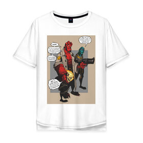 Мужская футболка хлопок Oversize с принтом hellboy , 100% хлопок | свободный крой, круглый ворот, “спинка” длиннее передней части | heroes | super | супергерой | хелбой | хеллбой