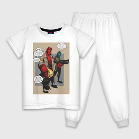 Детская пижама хлопок с принтом hellboy , 100% хлопок |  брюки и футболка прямого кроя, без карманов, на брюках мягкая резинка на поясе и по низу штанин
 | heroes | super | супергерой | хелбой | хеллбой