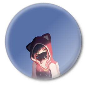 Значок с принтом Аниме девушка в маске с ушками ,  металл | круглая форма, металлическая застежка в виде булавки | аниме | аниме девушка | девушка | девушка в маске | девушка с ушками | маска | ушки