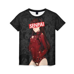 Женская футболка 3D с принтом Anime (Senpai 1) , 100% полиэфир ( синтетическое хлопкоподобное полотно) | прямой крой, круглый вырез горловины, длина до линии бедер | ahegao | anime | manga | sempai | senpai | аниме | ахегао | манга | семпай | сенпай