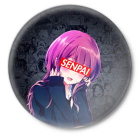 Значок с принтом Anime (Senpai 2) ,  металл | круглая форма, металлическая застежка в виде булавки | ahegao | anime | manga | sempai | senpai | аниме | ахегао | манга | семпай | сенпай