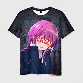 Мужская футболка 3D с принтом Anime (Senpai 2) , 100% полиэфир | прямой крой, круглый вырез горловины, длина до линии бедер | ahegao | anime | manga | sempai | senpai | аниме | ахегао | манга | семпай | сенпай
