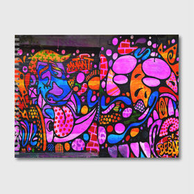 Альбом для рисования с принтом Неоновое граффити , 100% бумага
 | матовая бумага, плотность 200 мг. | grafity | paint | street art | urban | город | граффити | искусство | кирпичи | краски | рисунки | стена | улицы | уличное искусство