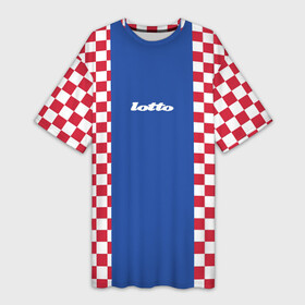 Платье-футболка 3D с принтом Форма lotto ,  |  | croatia | hns | hrvatski nogometni savez | в клетку | фирменная форма lotto | форма хорватии | форма шашки | футбольная форма | футбольный клуб | хорватский футбольный союз | хфс | шахматы