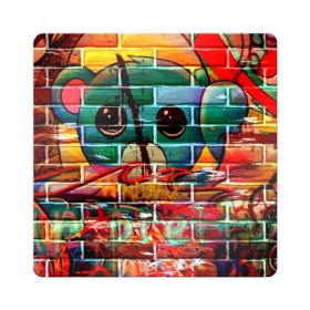 Магнит виниловый Квадрат с принтом Милый Зверёк Граффити , полимерный материал с магнитным слоем | размер 9*9 см, закругленные углы | grafity | paint | street art | urban | город | граффити | искусство | кирпичи | краски | рисунки | стена | улицы | уличное искусство