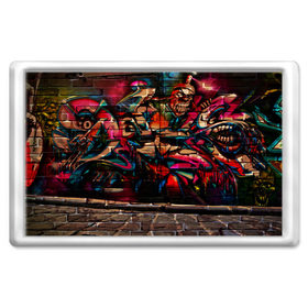 Магнит 45*70 с принтом disquared urban graffity , Пластик | Размер: 78*52 мм; Размер печати: 70*45 | grafity | paint | street art | urban | город | граффити | искусство | кирпичи | краски | рисунки | стена | улицы | уличное искусство