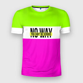 Мужская футболка 3D спортивная с принтом Serious зелено-розовый , 100% полиэстер с улучшенными характеристиками | приталенный силуэт, круглая горловина, широкие плечи, сужается к линии бедра | кислотные костюмы | кислотные цвета | неон | флуоресцентные принты