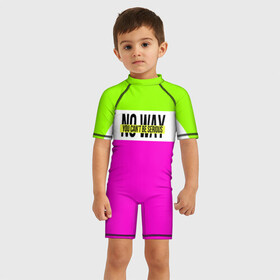 Детский купальный костюм 3D с принтом Serious зелено-розовый , Полиэстер 85%, Спандекс 15% | застежка на молнии на спине | Тематика изображения на принте: кислотные костюмы | кислотные цвета | неон | флуоресцентные принты