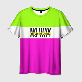 Мужская футболка 3D с принтом Serious зелено-розовый , 100% полиэфир | прямой крой, круглый вырез горловины, длина до линии бедер | кислотные костюмы | кислотные цвета | неон | флуоресцентные принты