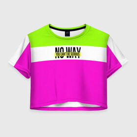 Женская футболка 3D укороченная с принтом Serious зелено-розовый , 100% полиэстер | круглая горловина, длина футболки до линии талии, рукава с отворотами | кислотные костюмы | кислотные цвета | неон | флуоресцентные принты