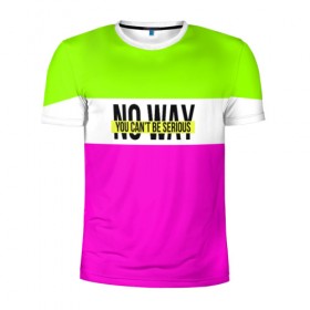 Мужская футболка 3D спортивная с принтом Serious зелено-розовый , 100% полиэстер с улучшенными характеристиками | приталенный силуэт, круглая горловина, широкие плечи, сужается к линии бедра | кислотные костюмы | кислотные цвета | неон | флуоресцентные принты