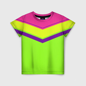 Детская футболка 3D с принтом Цветные треугольники_ салатовы , 100% гипоаллергенный полиэфир | прямой крой, круглый вырез горловины, длина до линии бедер, чуть спущенное плечо, ткань немного тянется | кислотные костюмы | кислотные цвета | неон | флуоресцентные принты