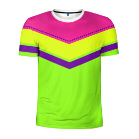 Мужская футболка 3D спортивная с принтом Цветные треугольники_ салатовы , 100% полиэстер с улучшенными характеристиками | приталенный силуэт, круглая горловина, широкие плечи, сужается к линии бедра | кислотные костюмы | кислотные цвета | неон | флуоресцентные принты