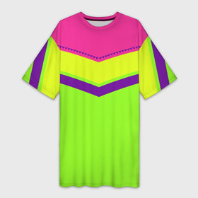 Платье-футболка 3D с принтом Цветные треугольники_ салатовы ,  |  | Тематика изображения на принте: кислотные костюмы | кислотные цвета | неон | флуоресцентные принты