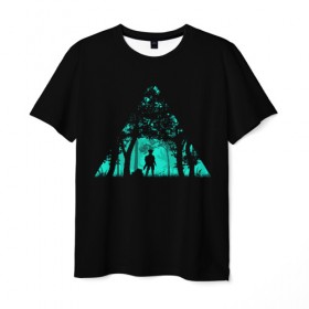 Мужская футболка 3D с принтом Таинственный лес , 100% полиэфир | прямой крой, круглый вырез горловины, длина до линии бедер | кислотные костюмы | кислотные цвета | неон | флуоресцентные принты