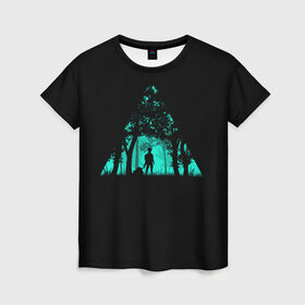 Женская футболка 3D с принтом Таинственный лес , 100% полиэфир ( синтетическое хлопкоподобное полотно) | прямой крой, круглый вырез горловины, длина до линии бедер | Тематика изображения на принте: кислотные костюмы | кислотные цвета | неон | флуоресцентные принты