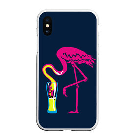 Чехол для iPhone XS Max матовый с принтом Кислотный фламинго , Силикон | Область печати: задняя сторона чехла, без боковых панелей | кислотные костюмы | кислотные цвета | неон | флуоресцентные принты