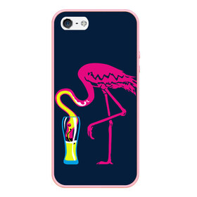 Чехол для iPhone 5/5S матовый с принтом Кислотный фламинго , Силикон | Область печати: задняя сторона чехла, без боковых панелей | кислотные костюмы | кислотные цвета | неон | флуоресцентные принты