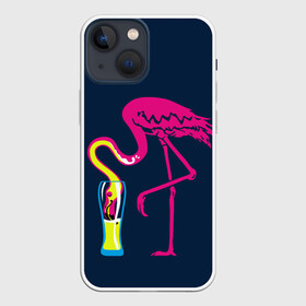 Чехол для iPhone 13 mini с принтом Кислотный фламинго ,  |  | кислотные костюмы | кислотные цвета | неон | флуоресцентные принты