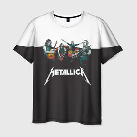 Мужская футболка 3D с принтом Metallica , 100% полиэфир | прямой крой, круглый вырез горловины, длина до линии бедер | Тематика изображения на принте: metallica | барабаны | гитары | дэйвмастейн | метал | металисты | металлика | неформалы | рок | рокеры
