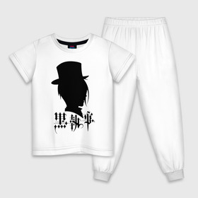 Детская пижама хлопок с принтом Себастьян Михаэлис , 100% хлопок |  брюки и футболка прямого кроя, без карманов, на брюках мягкая резинка на поясе и по низу штанин
 | black butler | sebastian michaelis