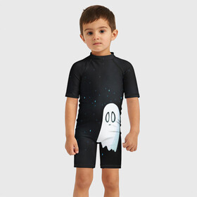 Детский купальный костюм 3D с принтом A Lonely Ghost , Полиэстер 85%, Спандекс 15% | застежка на молнии на спине | ghost | sans | undertale | азриэль | андайн | гастер | надоедливая собака | одиночество | папирус | приведение | санс | скелет | сноудрейк