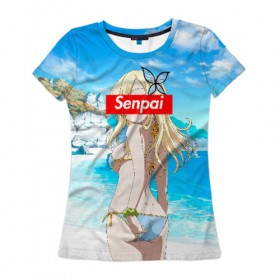 Женская футболка 3D с принтом Anime (Senpai 3) , 100% полиэфир ( синтетическое хлопкоподобное полотно) | прямой крой, круглый вырез горловины, длина до линии бедер | ahegao | anime | manga | sempai | senpai | аниме | ахегао | манга | семпай | сенпай