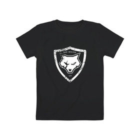 Детская футболка хлопок с принтом Bad Wolves , 100% хлопок | круглый вырез горловины, полуприлегающий силуэт, длина до линии бедер | bad | bad wolves | band | la | logo | metal | music | rock | white | wolf | волк | металл | музыка | рок