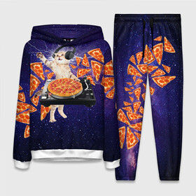 Женский костюм 3D (с толстовкой) с принтом Пицца   Кот ,  |  | cat | galaxy | lightning | pizza | грозовой кошак | диджей | космос | кот | котики | котэ | кошак | метеориты | молния | пицца | прикол | приколы с котами | прикольная