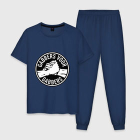 Мужская пижама хлопок с принтом Gabbers , 100% хлопок | брюки и футболка прямого кроя, без карманов, на брюках мягкая резинка на поясе и по низу штанин
 | Тематика изображения на принте: gabber | hardcore | hardcoremusic