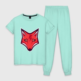 Женская пижама хлопок с принтом Electro Fox , 100% хлопок | брюки и футболка прямого кроя, без карманов, на брюках мягкая резинка на поясе и по низу штанин | hardcore | hardcoremusic | hardstyle