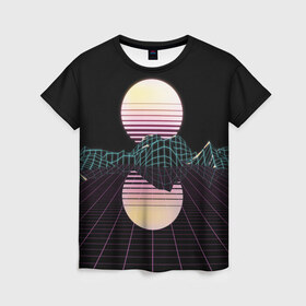 Женская футболка 3D с принтом Retro Wave , 100% полиэфир ( синтетическое хлопкоподобное полотно) | прямой крой, круглый вырез горловины, длина до линии бедер | hipster | neon | retro wave | vaporwave | геометрия | космос | неон | хипстер