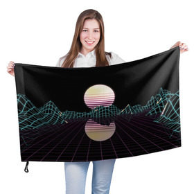 Флаг 3D с принтом Retro Wave , 100% полиэстер | плотность ткани — 95 г/м2, размер — 67 х 109 см. Принт наносится с одной стороны | hipster | neon | retro wave | vaporwave | геометрия | космос | неон | хипстер
