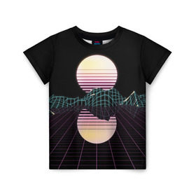 Детская футболка 3D с принтом Retro Wave , 100% гипоаллергенный полиэфир | прямой крой, круглый вырез горловины, длина до линии бедер, чуть спущенное плечо, ткань немного тянется | Тематика изображения на принте: hipster | neon | retro wave | vaporwave | геометрия | космос | неон | хипстер