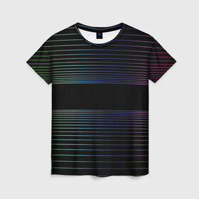 Женская футболка 3D с принтом Полоски , 100% полиэфир ( синтетическое хлопкоподобное полотно) | прямой крой, круглый вырез горловины, длина до линии бедер | hipster | neon | retro wave | vaporwave | геометрия | космос | неон | хипстер