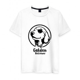 Мужская футболка хлопок с принтом Пират Золотистий ретривер , 100% хлопок | прямой крой, круглый вырез горловины, длина до линии бедер, слегка спущенное плечо. | 