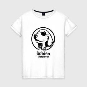 Женская футболка хлопок с принтом Пират Золотистий ретривер , 100% хлопок | прямой крой, круглый вырез горловины, длина до линии бедер, слегка спущенное плечо | 