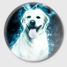 Значок с принтом Лабрадор ,  металл | круглая форма, металлическая застежка в виде булавки | лабрадор | собака