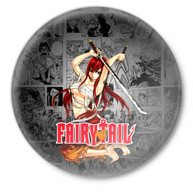 Значок с принтом Fairy Tail (Эльза) ,  металл | круглая форма, металлическая застежка в виде булавки | anime | fairy tail | manga | аниме | манга | фейри тейл | фея | хвост | хвост феи | эльза