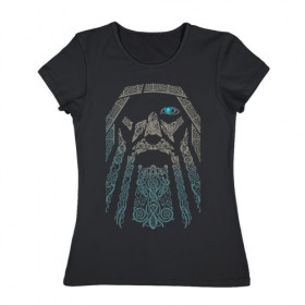 Женская футболка хлопок с принтом Odinn , 100% хлопок | прямой крой, круглый вырез горловины, длина до линии бедер, слегка спущенное плечо | good | viking | vikings | бог | викинг | викинги | кельтское | один | плетение | скандинавы | язычник