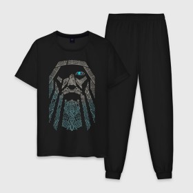 Мужская пижама хлопок с принтом Odinn , 100% хлопок | брюки и футболка прямого кроя, без карманов, на брюках мягкая резинка на поясе и по низу штанин
 | good | viking | vikings | бог | викинг | викинги | кельтское | один | плетение | скандинавы | язычник