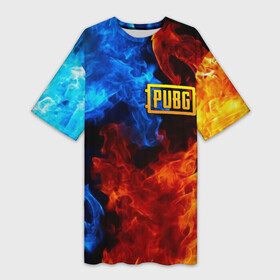 Платье-футболка 3D с принтом PUBG ,  |  | battlegrounds | playerunknown s | pubg | вода | игра | компьютерная игра | огонь | огонь и вода | пубг | шутер