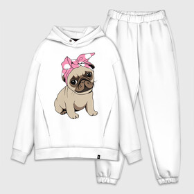 Мужской костюм хлопок OVERSIZE с принтом Собачка ,  |  | dog | pug | мопс | собака