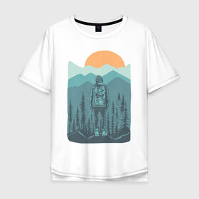 Мужская футболка хлопок Oversize с принтом Adventure , 100% хлопок | свободный крой, круглый ворот, “спинка” длиннее передней части | moutains | sun | turism | горы | закат | приключения | природа | тундра | туризм